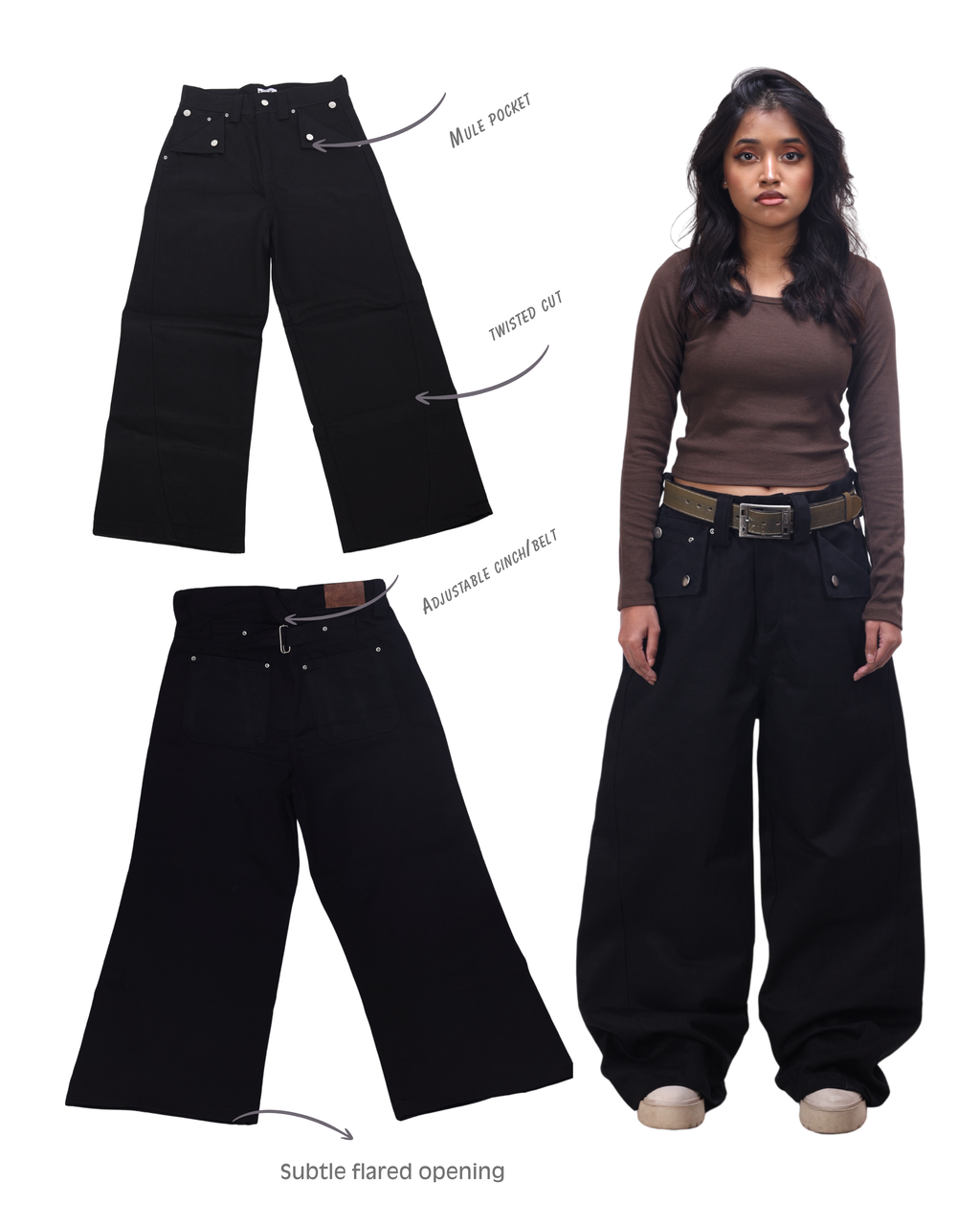 14 OZ twisted cut Jet Black Jeans