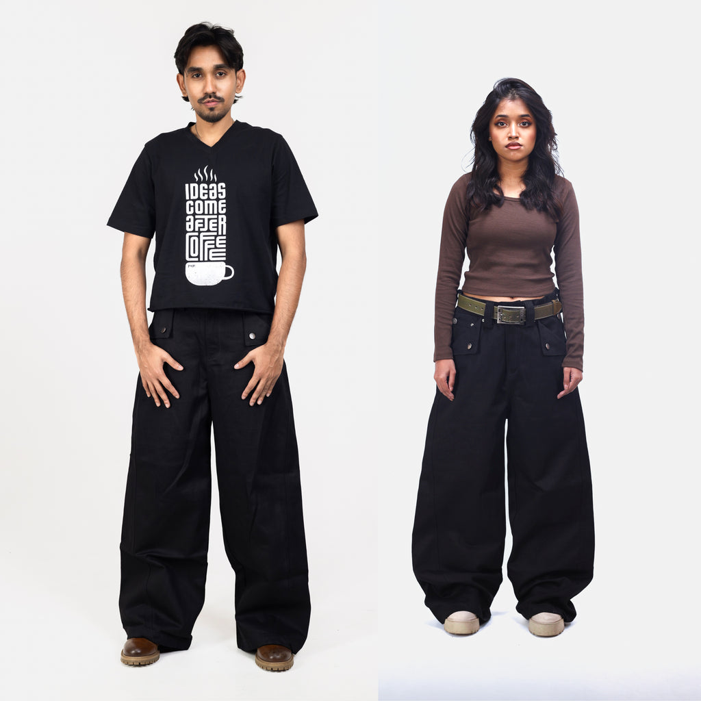 14 OZ twisted cut Jet Black Jeans