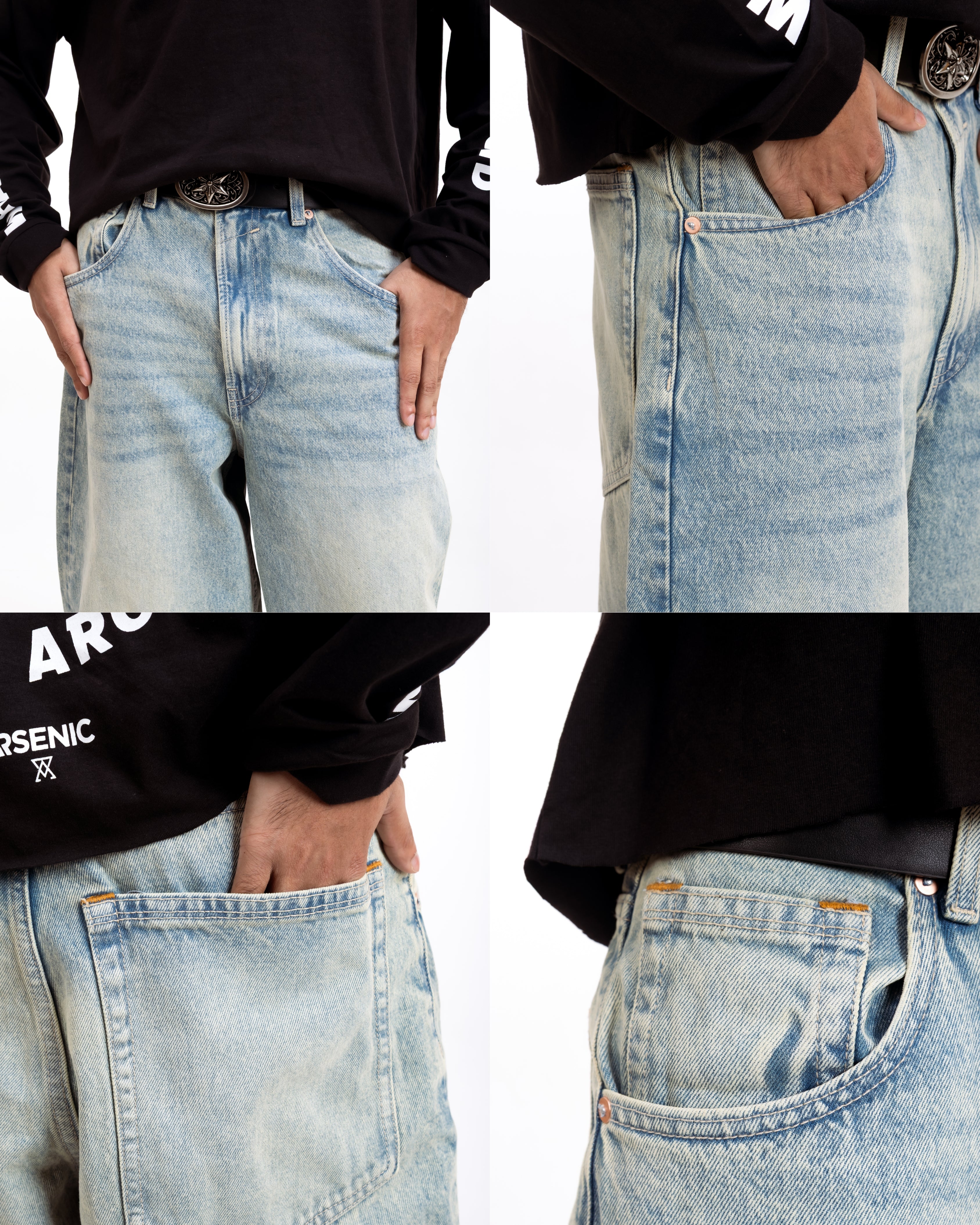10-12oz Frosted Blue Vintage wash jeans