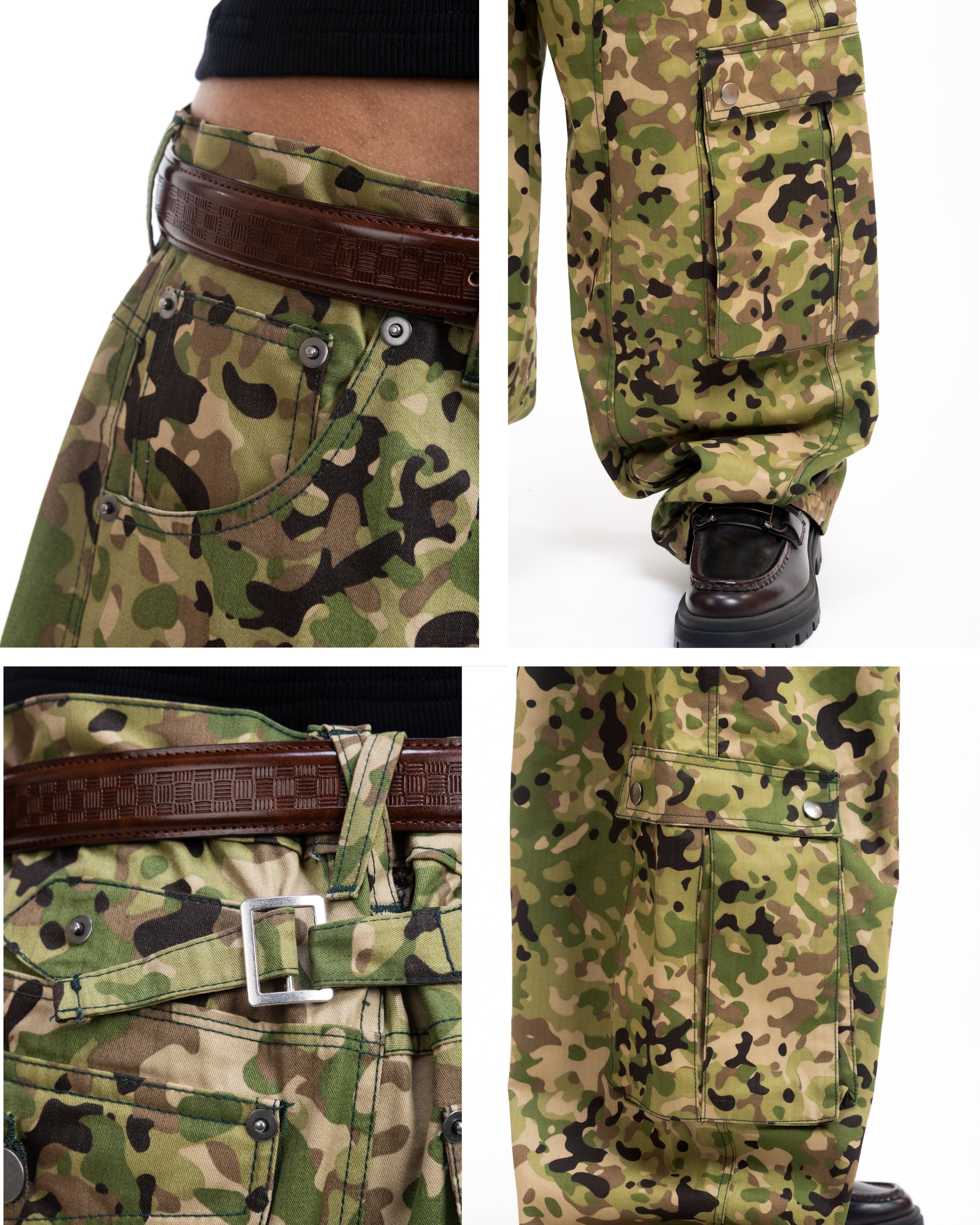 6 pocket Forest Camo Cargo pant in C shape