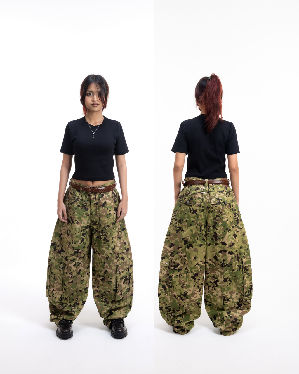 6 pocket Forest Camo Cargo pant in C shape