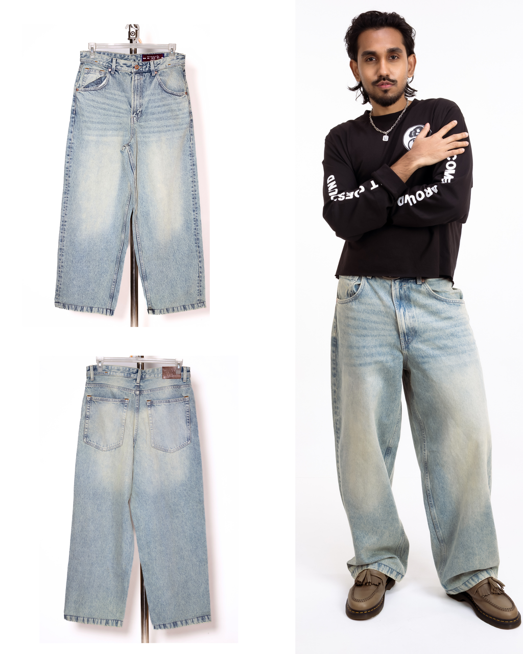 10-12oz Frosted Blue Vintage wash jeans
