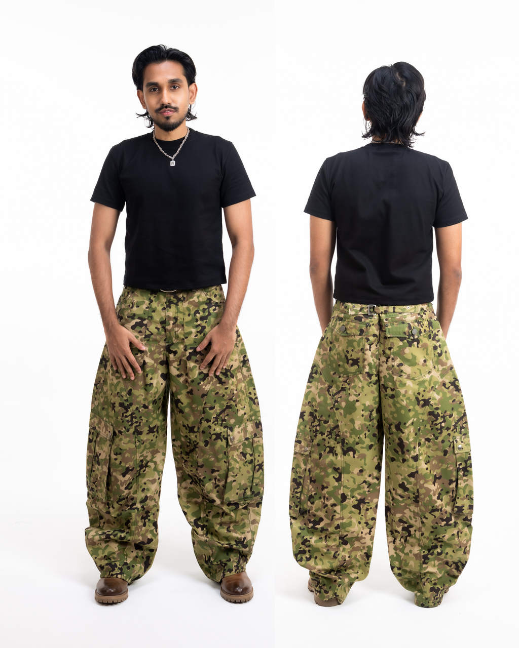 6 pocket Forest Camo Cargo pant in C shape